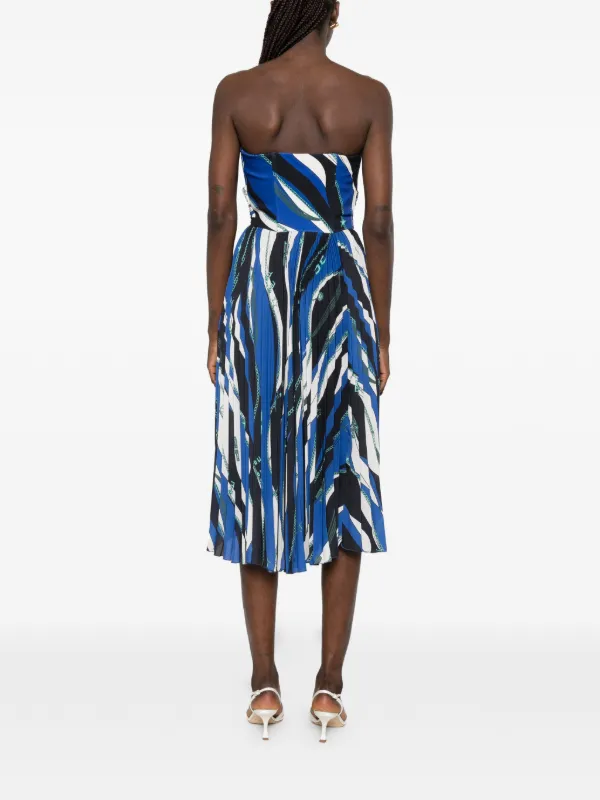 elisabetta franchi pleated dress Elisabetta Franchi Asymmetrical Pleated Long Dress In Blue