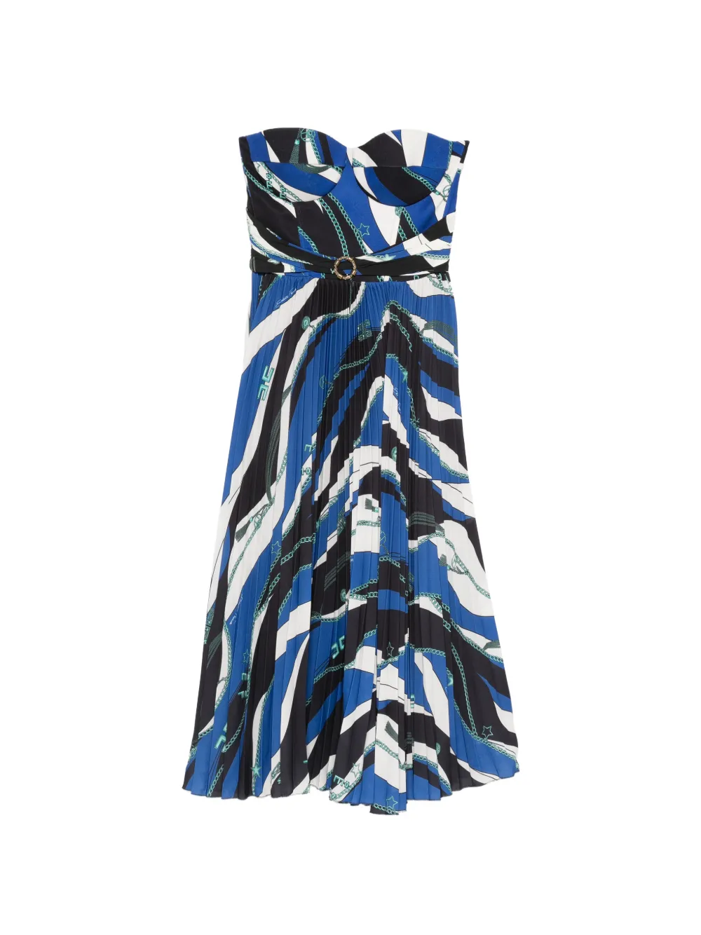 Elisabetta Franchi chain-print pleated dress - Blau