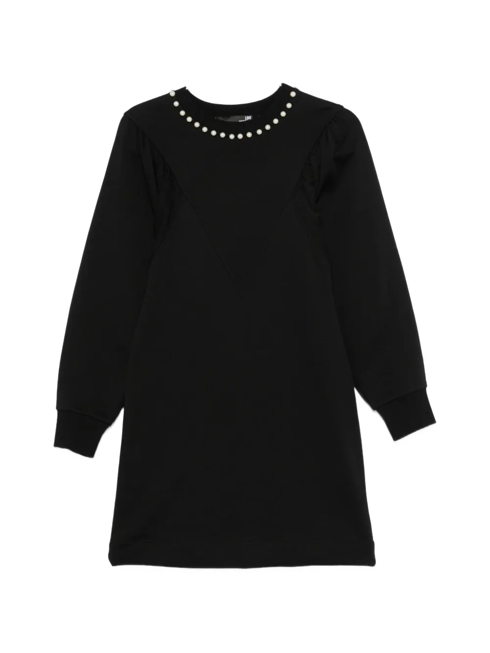 Love Moschino Faux Pearl-embellished Mini Dress In Black