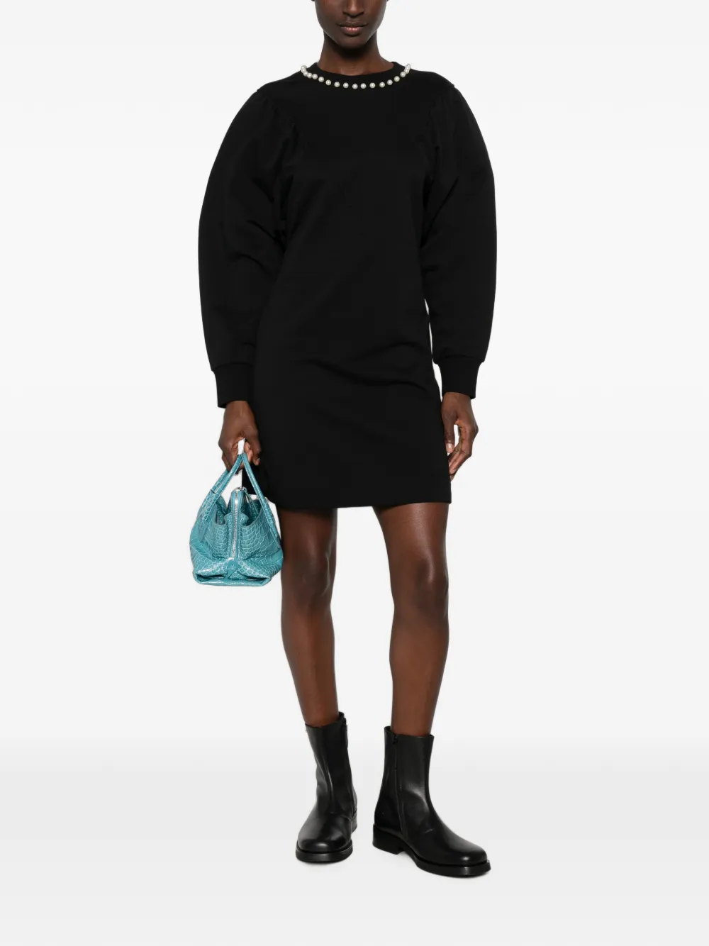 Love Moschino Mini-jurk verfraaid met parel Zwart