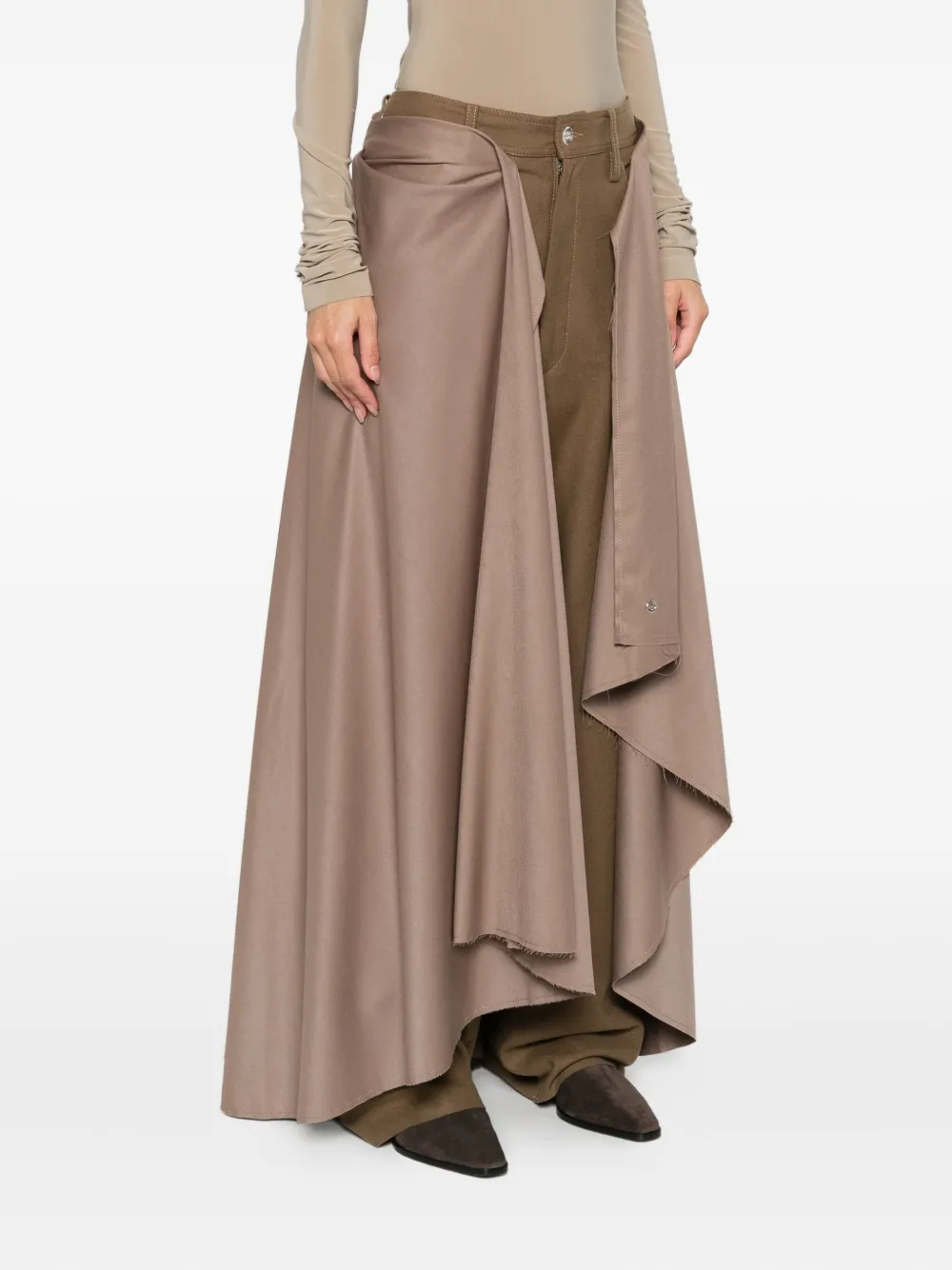  Marbell Erin Draped Panel Trousers - Brown 