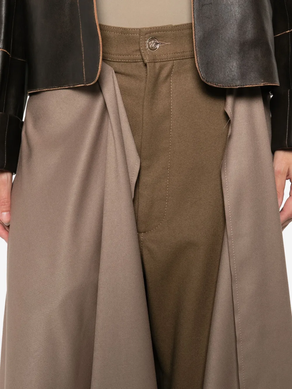 Marbell Erin Draped Panel Trousers In Brown