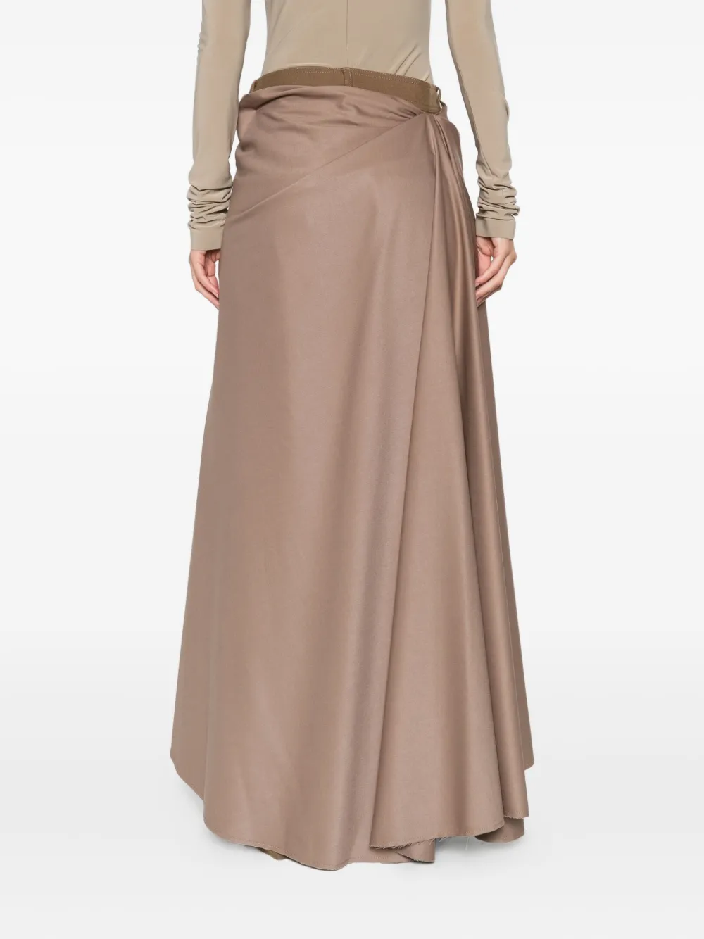 Marbell Erin Draped Panel Trousers In Brown