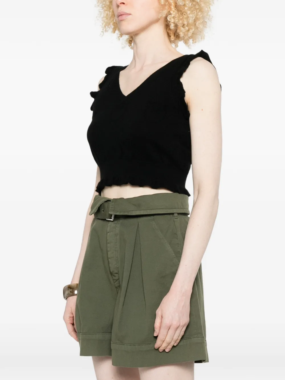 Pinko Rospo V-neck Top In Black