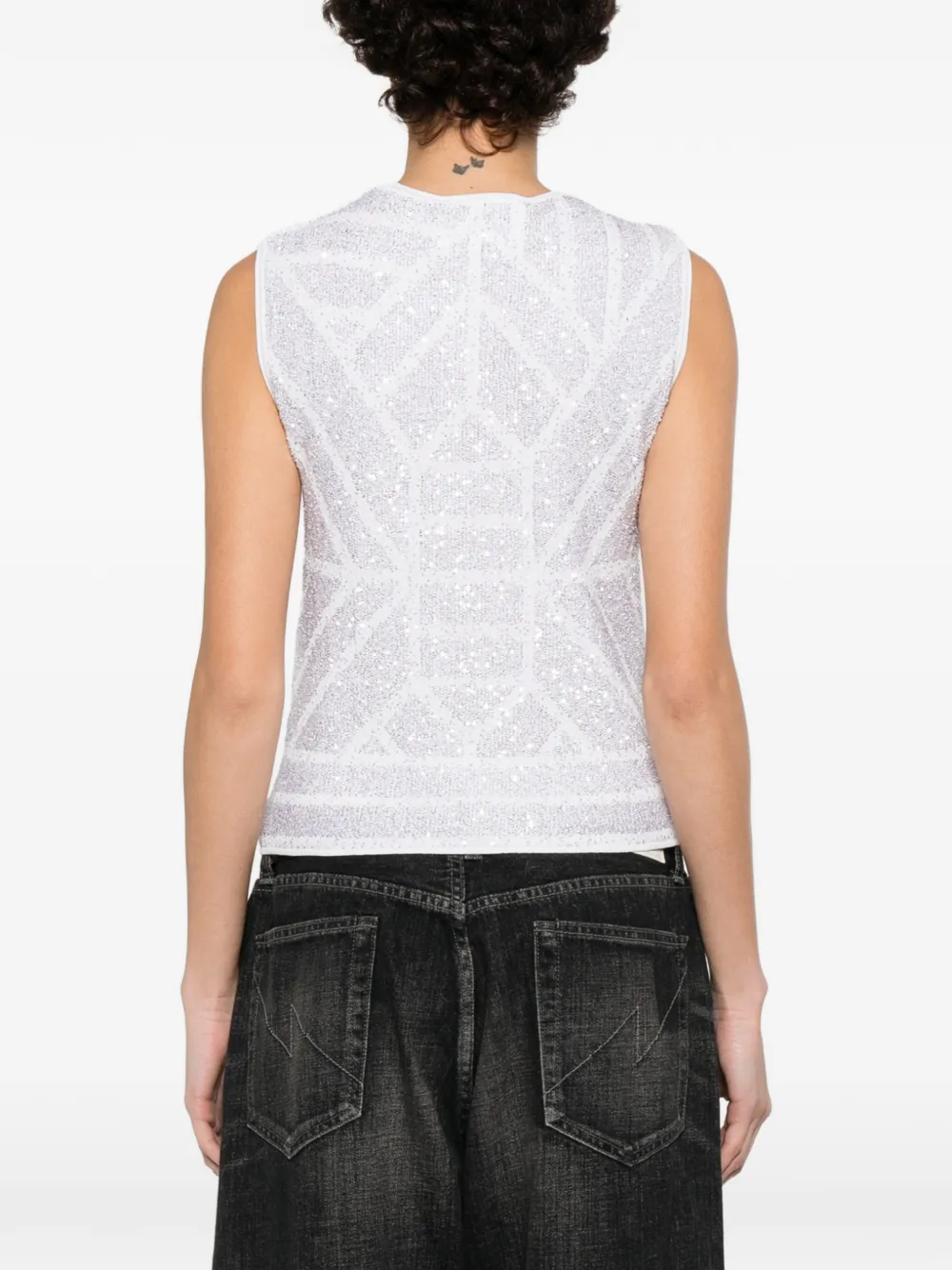 Sequinned Sleeveless Top