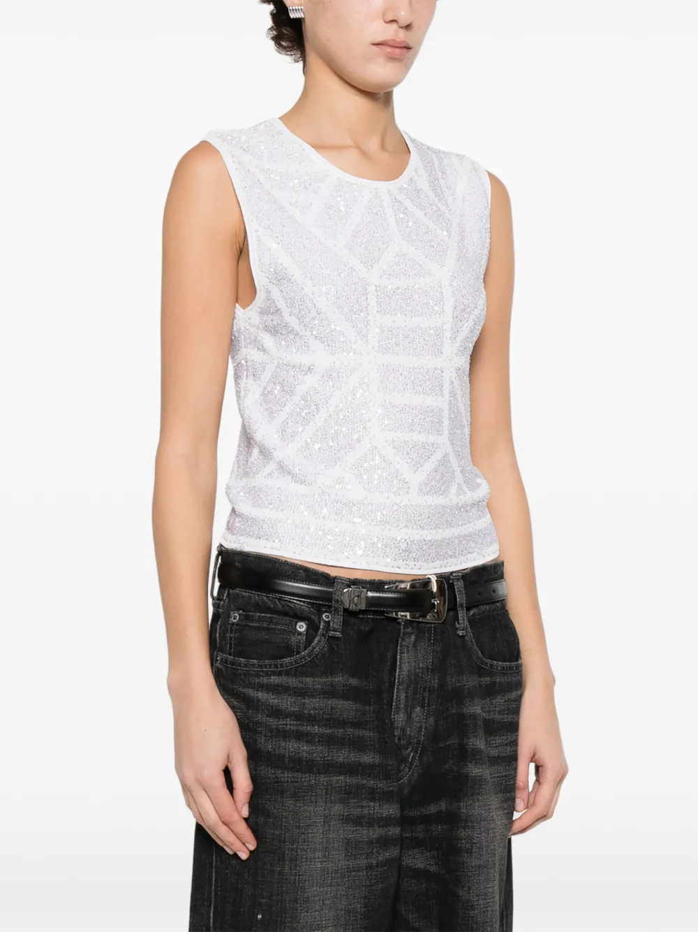 Sequinned Sleeveless Top