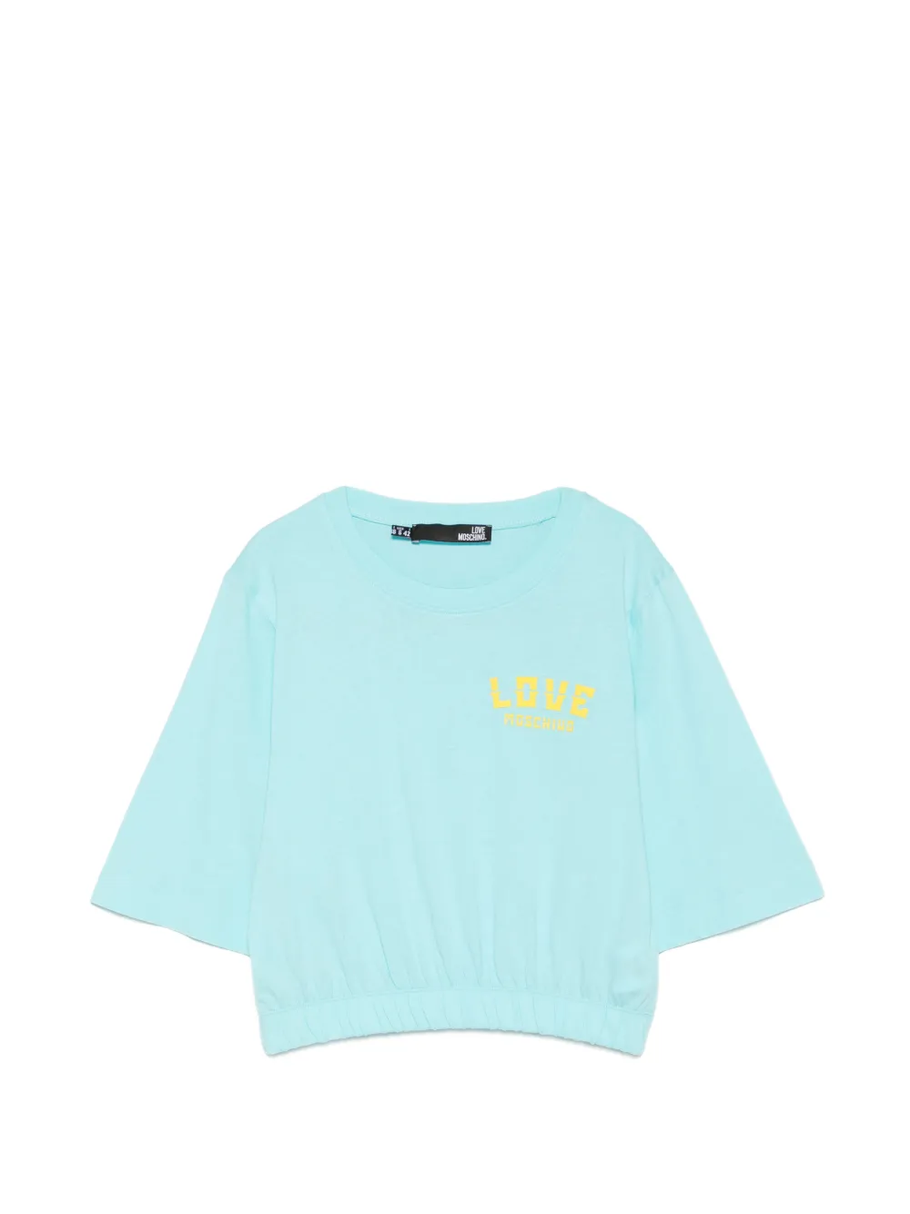 Love Moschino logo-print elasticated-hem T-shirt - Blu
