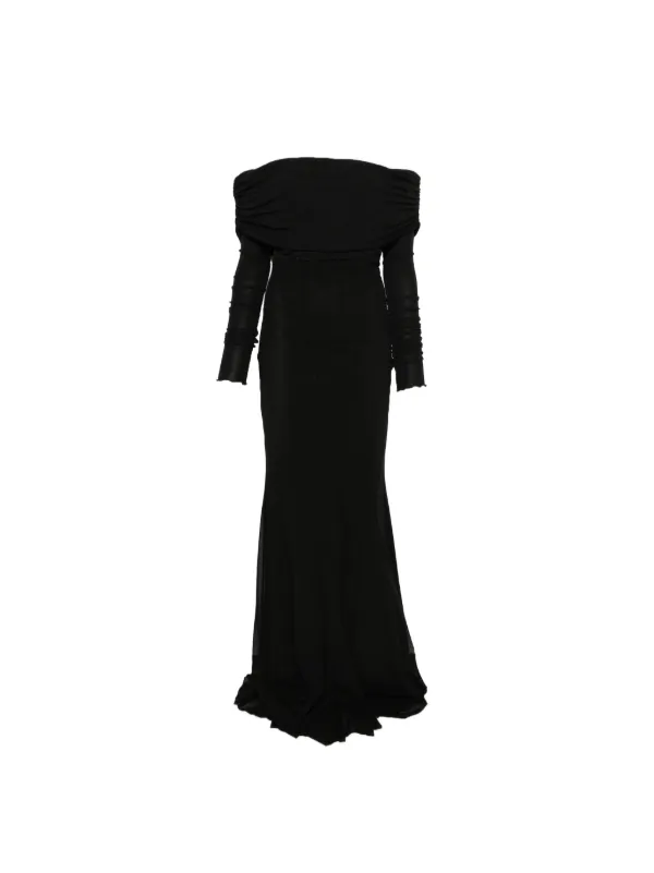 blumarine evening dress Long georgette dress with hooded neckline