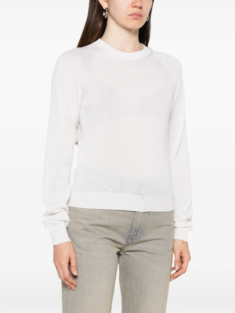 Liviana Conti Trui met raglan mouwen en geribbelde afwerking Wit