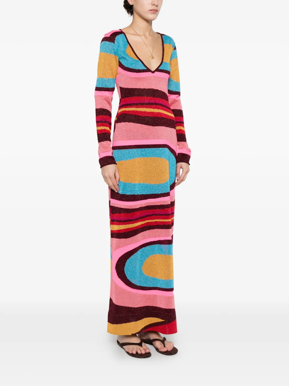  Circus Hotel Abstract-pattern Maxi Dress - Pink 