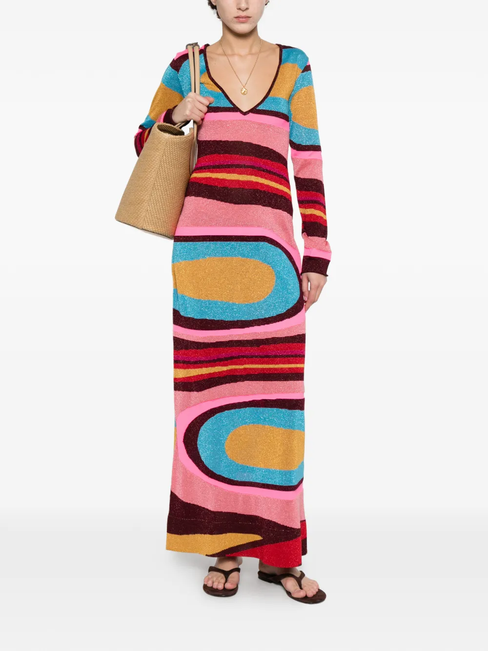  Circus Hotel Abstract-pattern Maxi Dress - Pink 