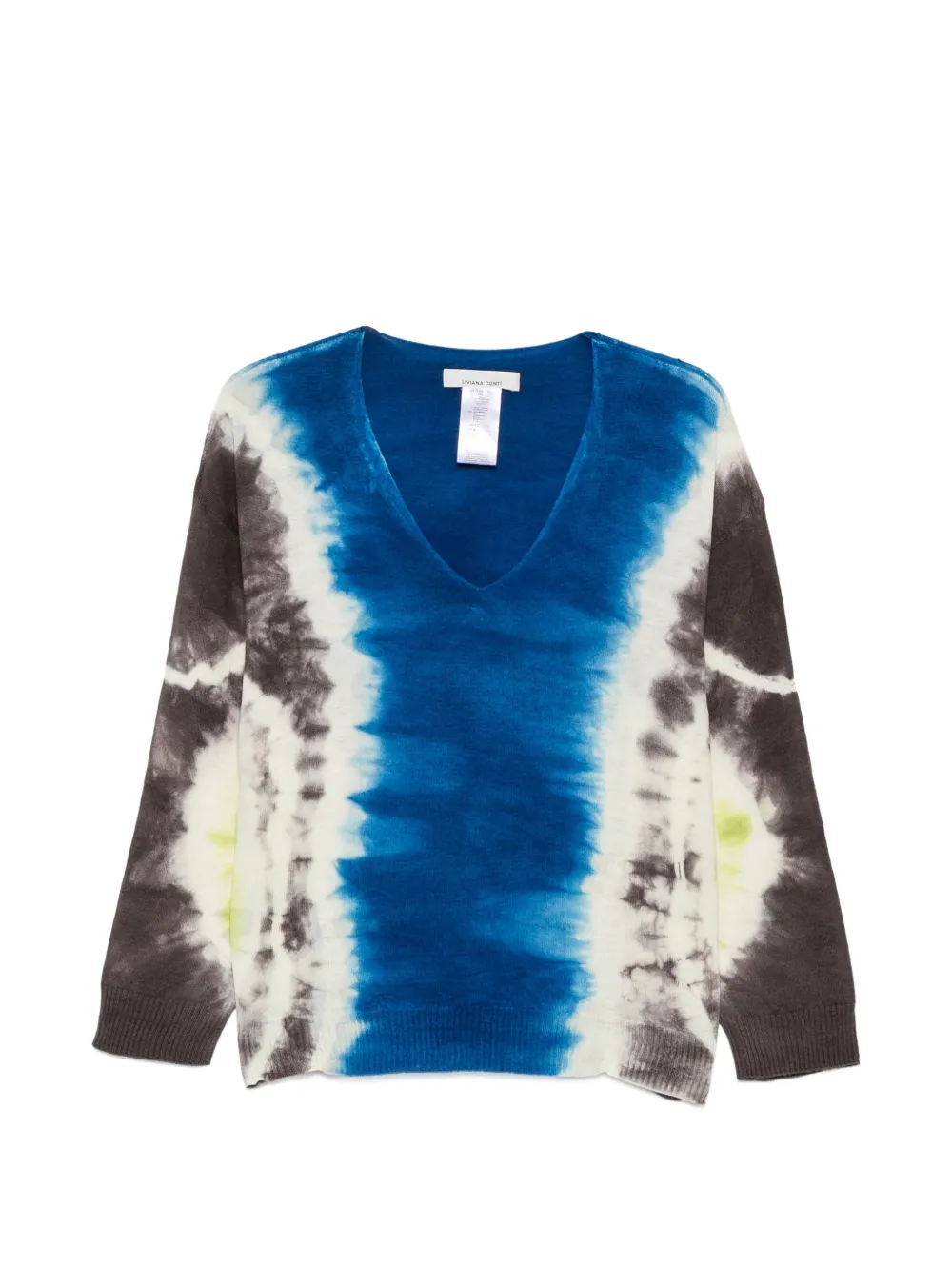 Liviana Conti tie-dye V-neck sweater - Blau