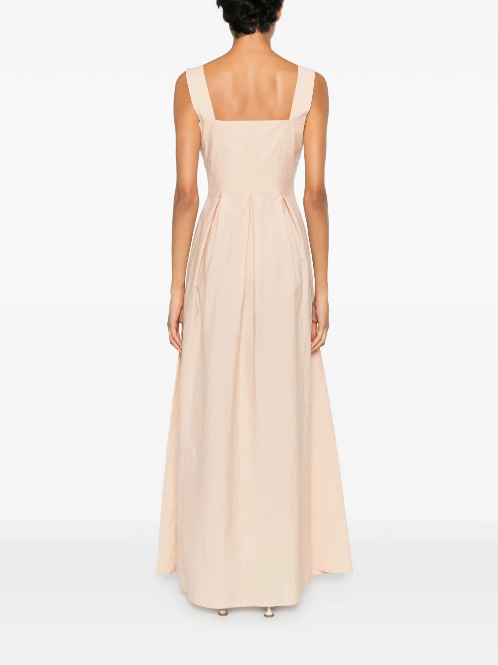 MOMONÌ Geplooide maxi-jurk met vierkante hals Beige