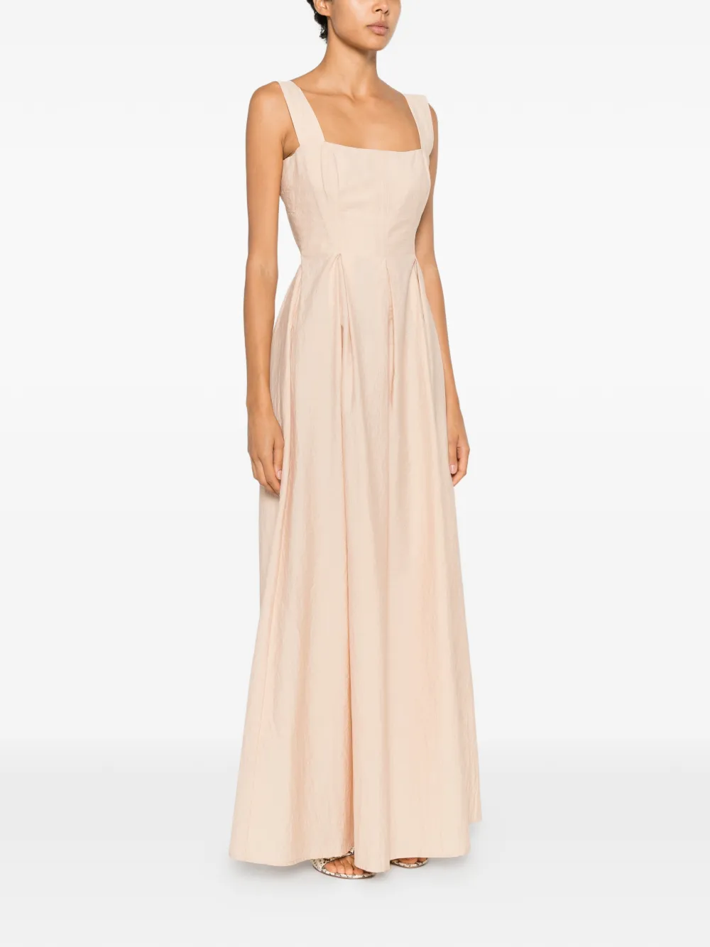 MOMONÌ Geplooide maxi-jurk met vierkante hals Beige