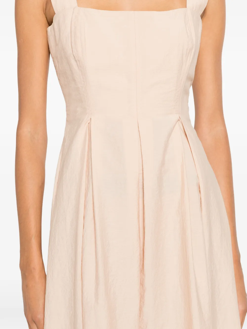 MOMONÌ Geplooide maxi-jurk met vierkante hals Beige
