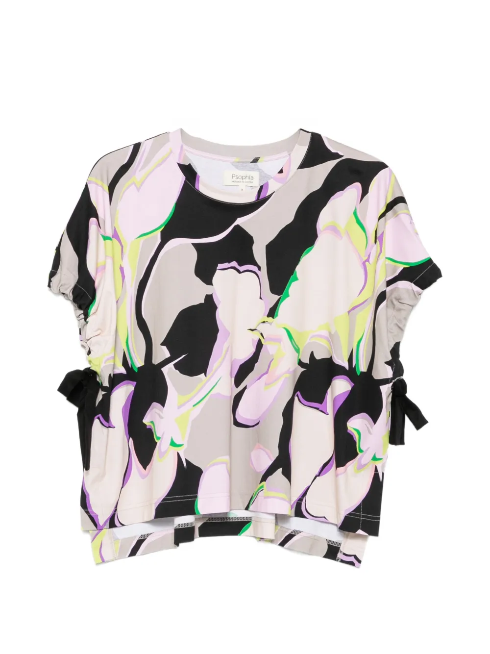 PSOPHIA floral-print tie-side cotton T-shirt - Rosa