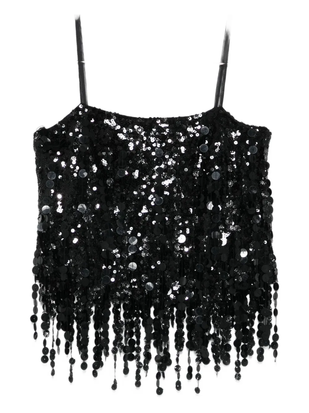 Blumarine Sequin Fringed Top In Black