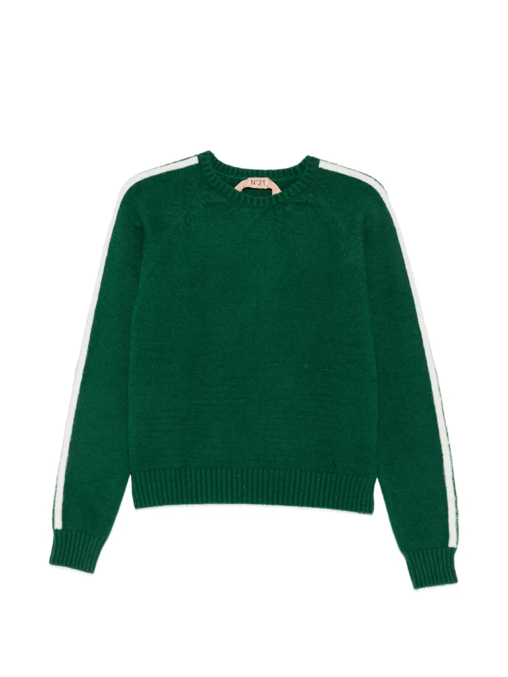 Nº21 side-stripe raglan-sleeve sweater - Verde