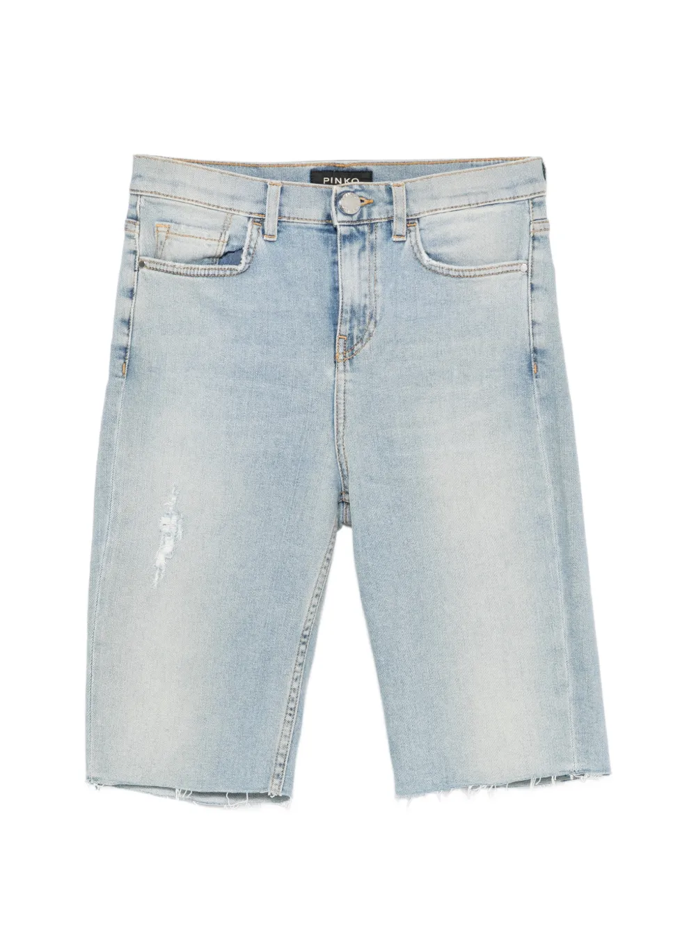 PINKO distressed raw-cut shorts - Blau