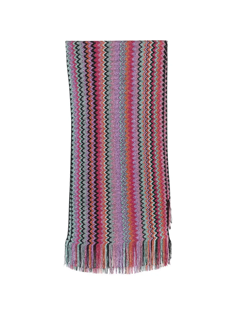 Missoni zigzag-knit fringed scarf - Rosa