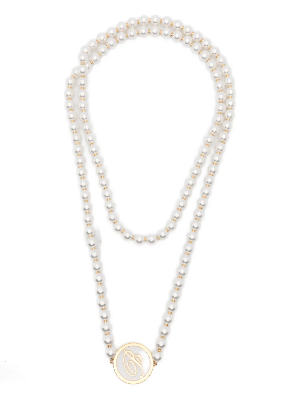 Blumarine faux-pearl logo necklace - Oro