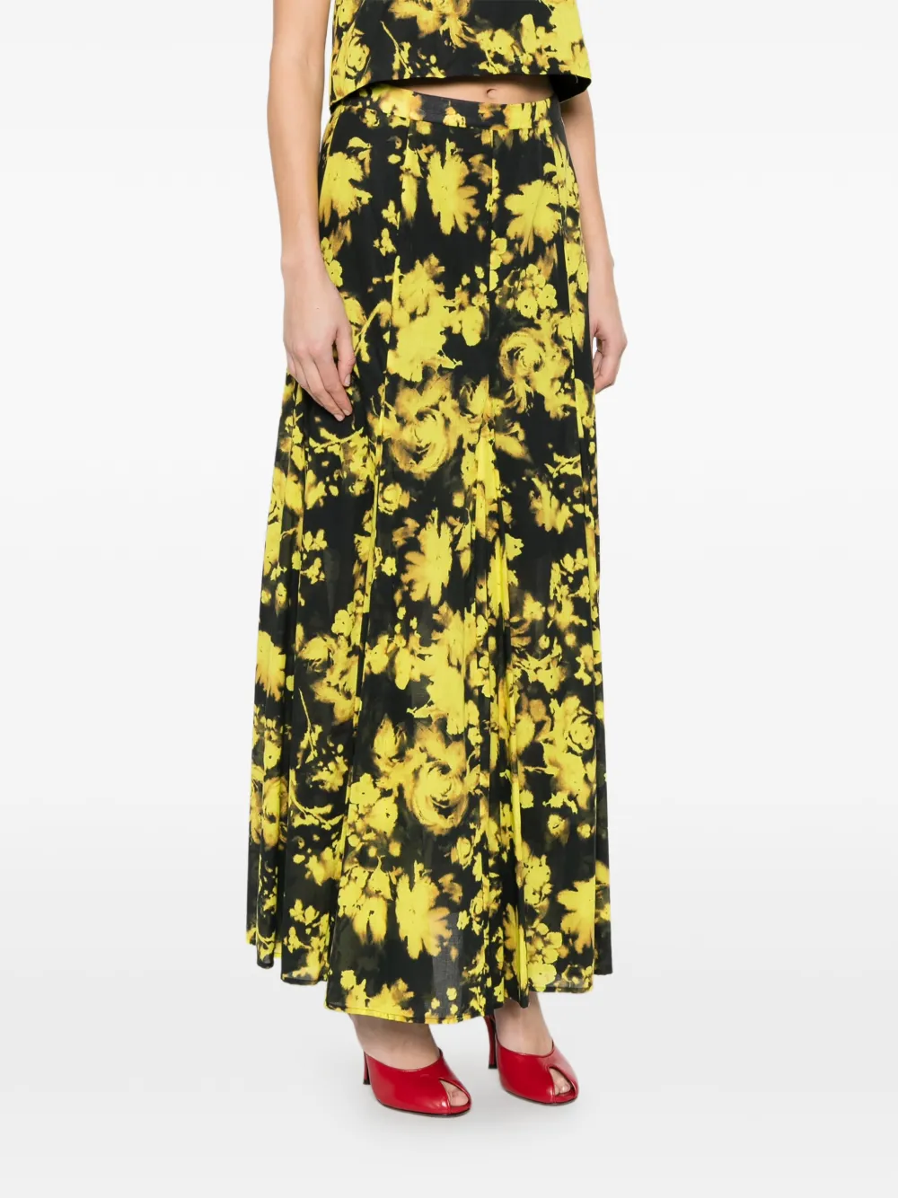  Erika Cavallini Floral-pattern Maxi Skirt - Black 