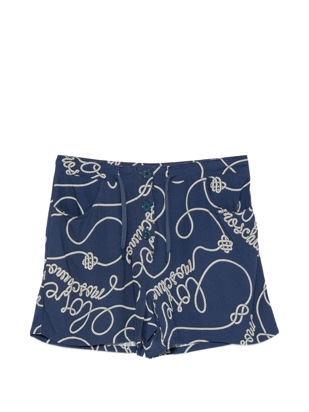 Love Moschino rope-print drawstring shorts - Blau