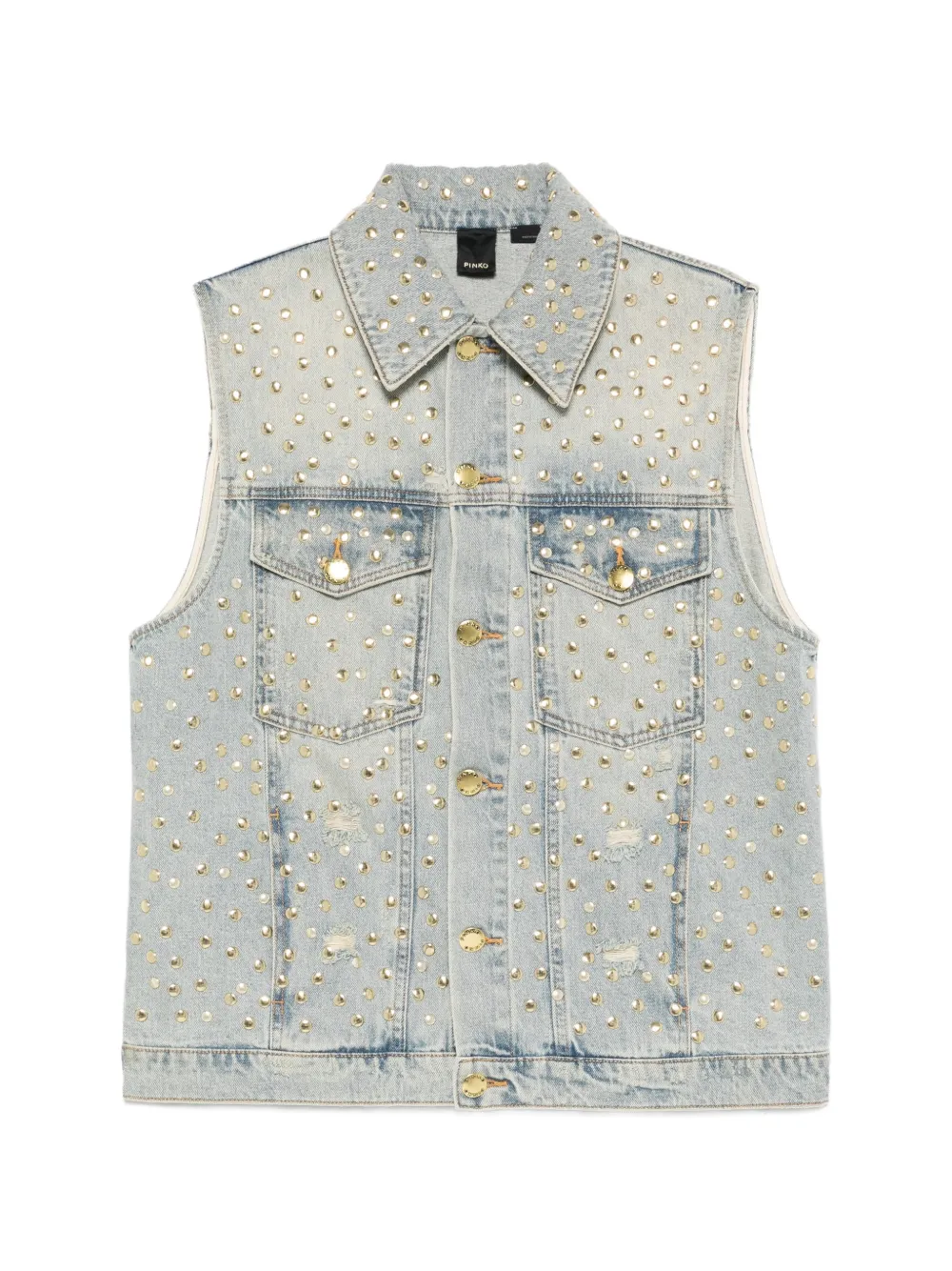 PINKO Gemito studded distressed gilet - Blu