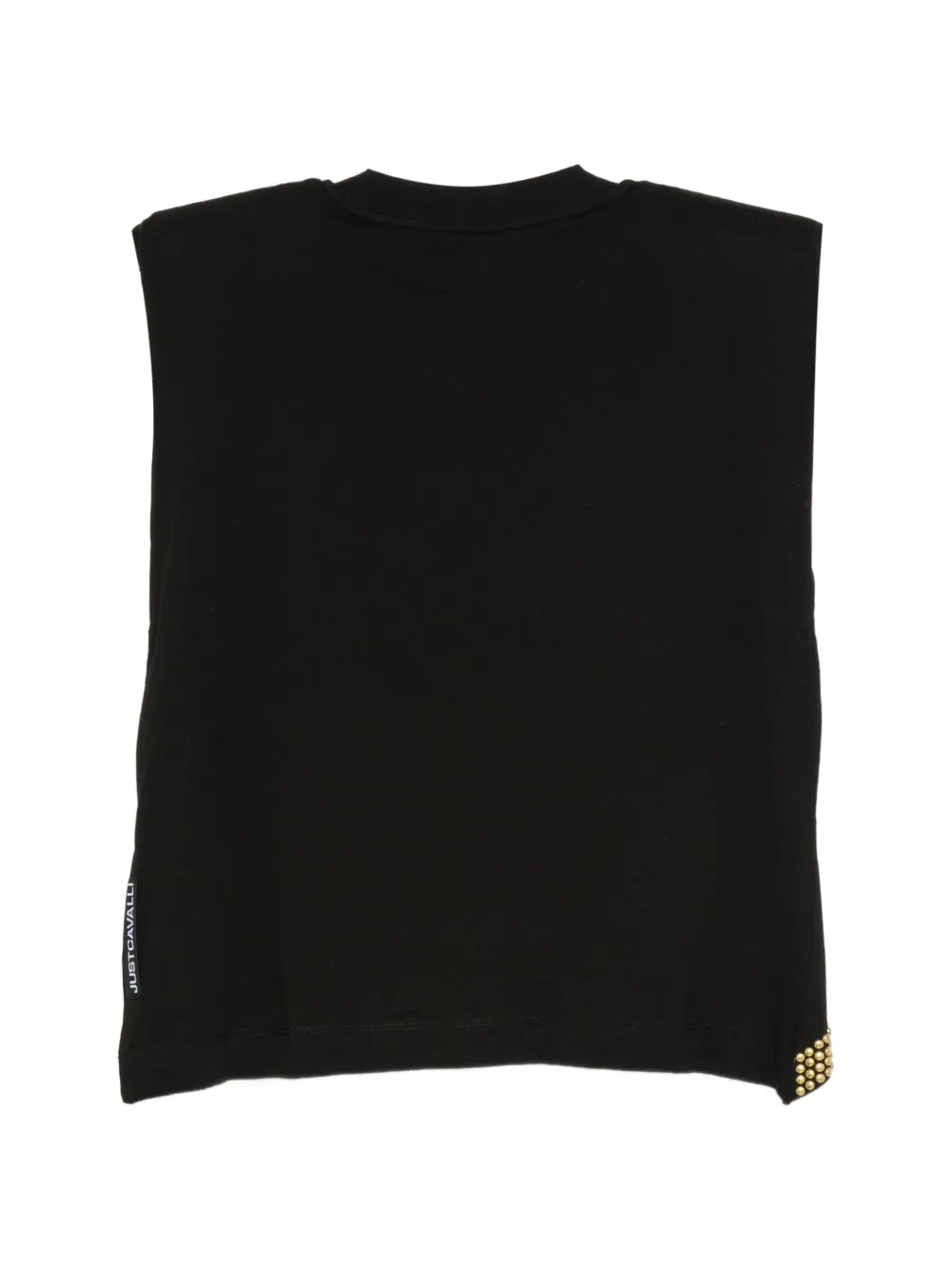 Just Cavalli T-shirt met studs en gewatteerde schouders Zwart