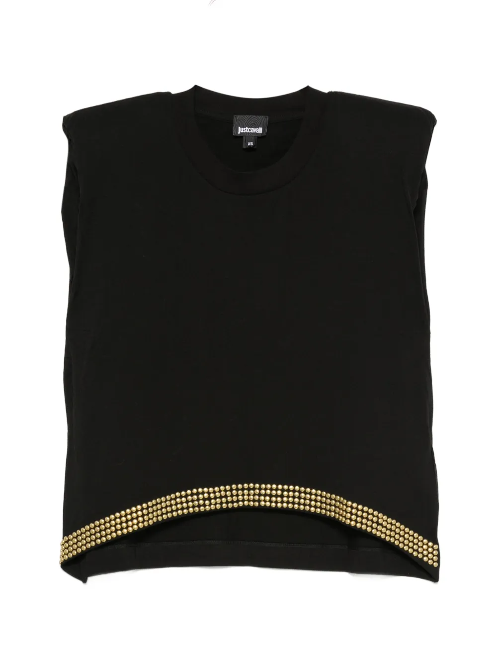 Just Cavalli stud-embellished padded-shoulder T-shirt - Schwarz