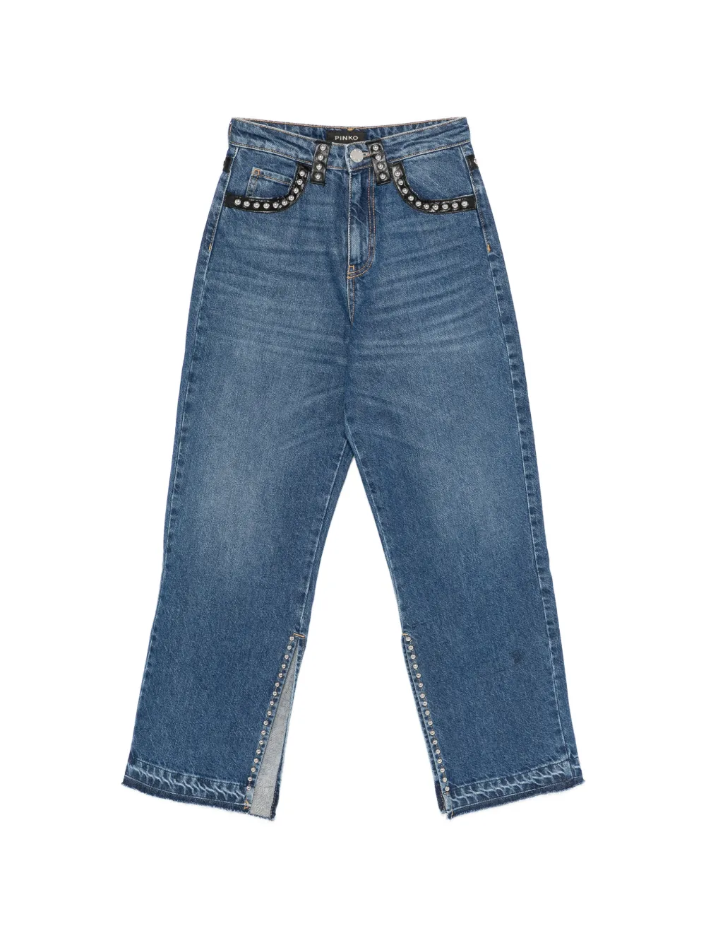 PINKO stud-embellished side-slit jeans - Blau