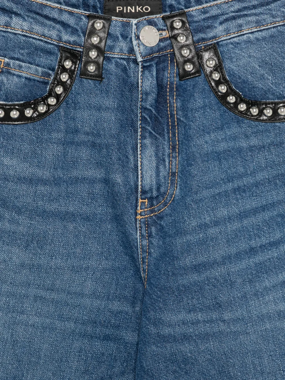 PINKO Jeans verfraaid met studs en split Blauw