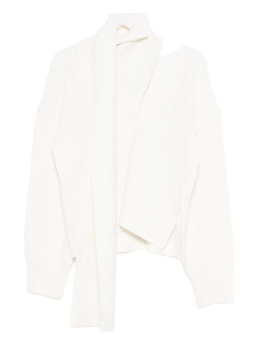 Erika Cavallini Ribbed Scarf-detailed Sweater In White