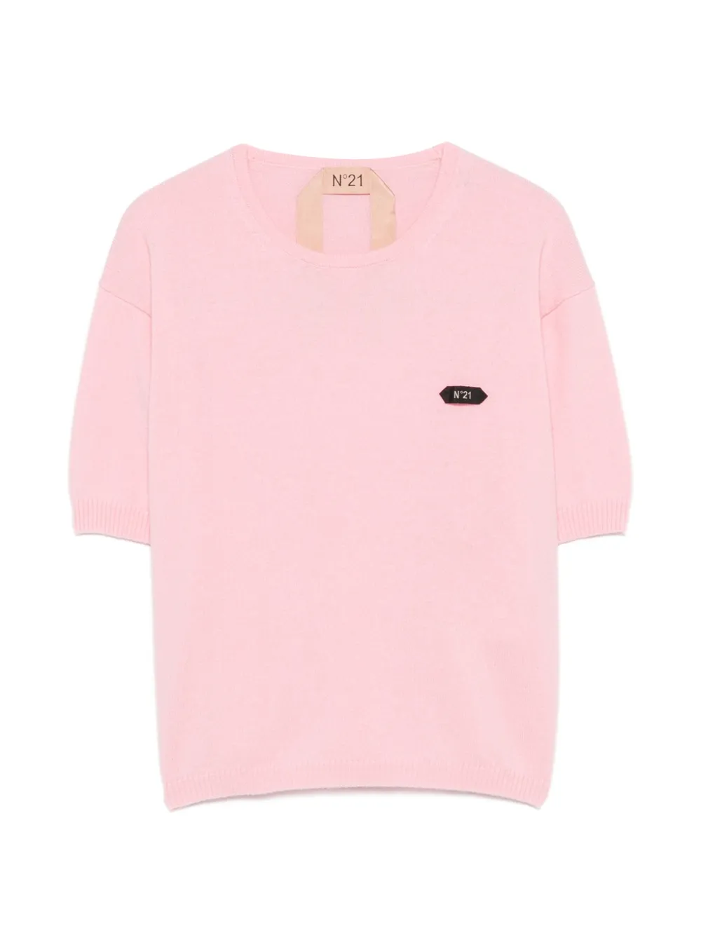 Nº21 logo-patch short-sleeve sweater - Rosa