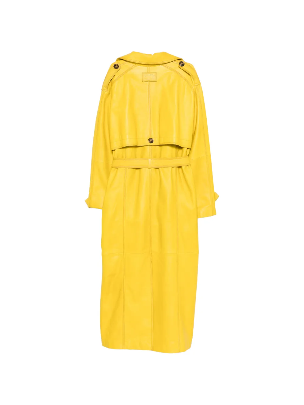  Iceberg Belted Leather Coat - Yellow 