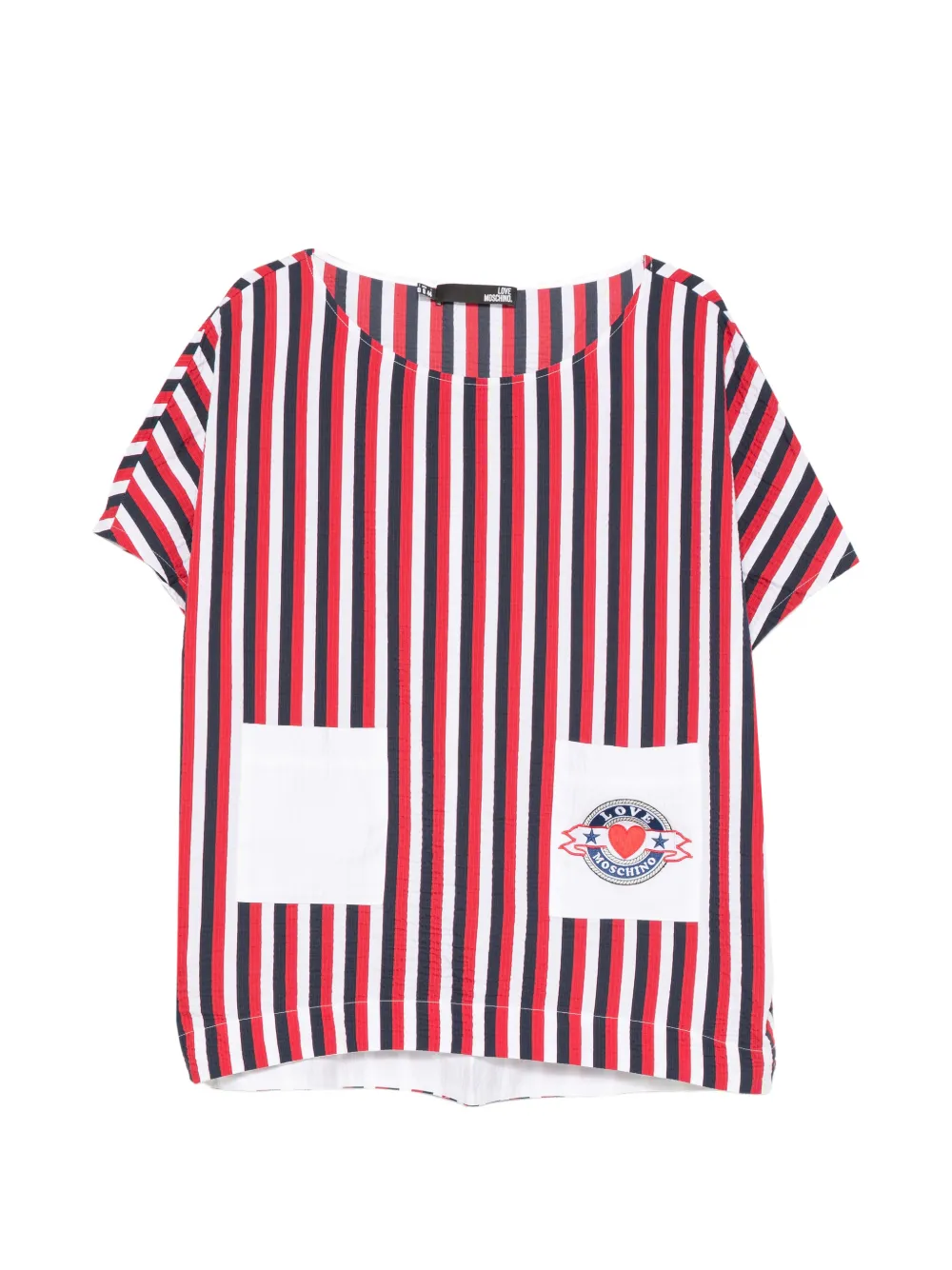 Love Moschino striped patch-pocket blouse - Bianco
