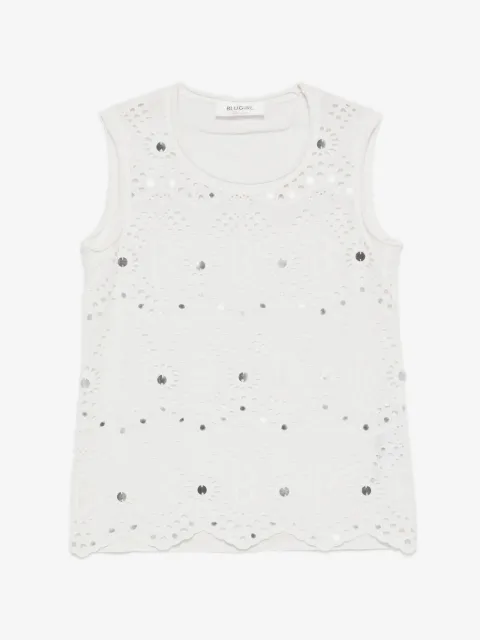 Blugirl broderie-anglaise sequin-embellishment top