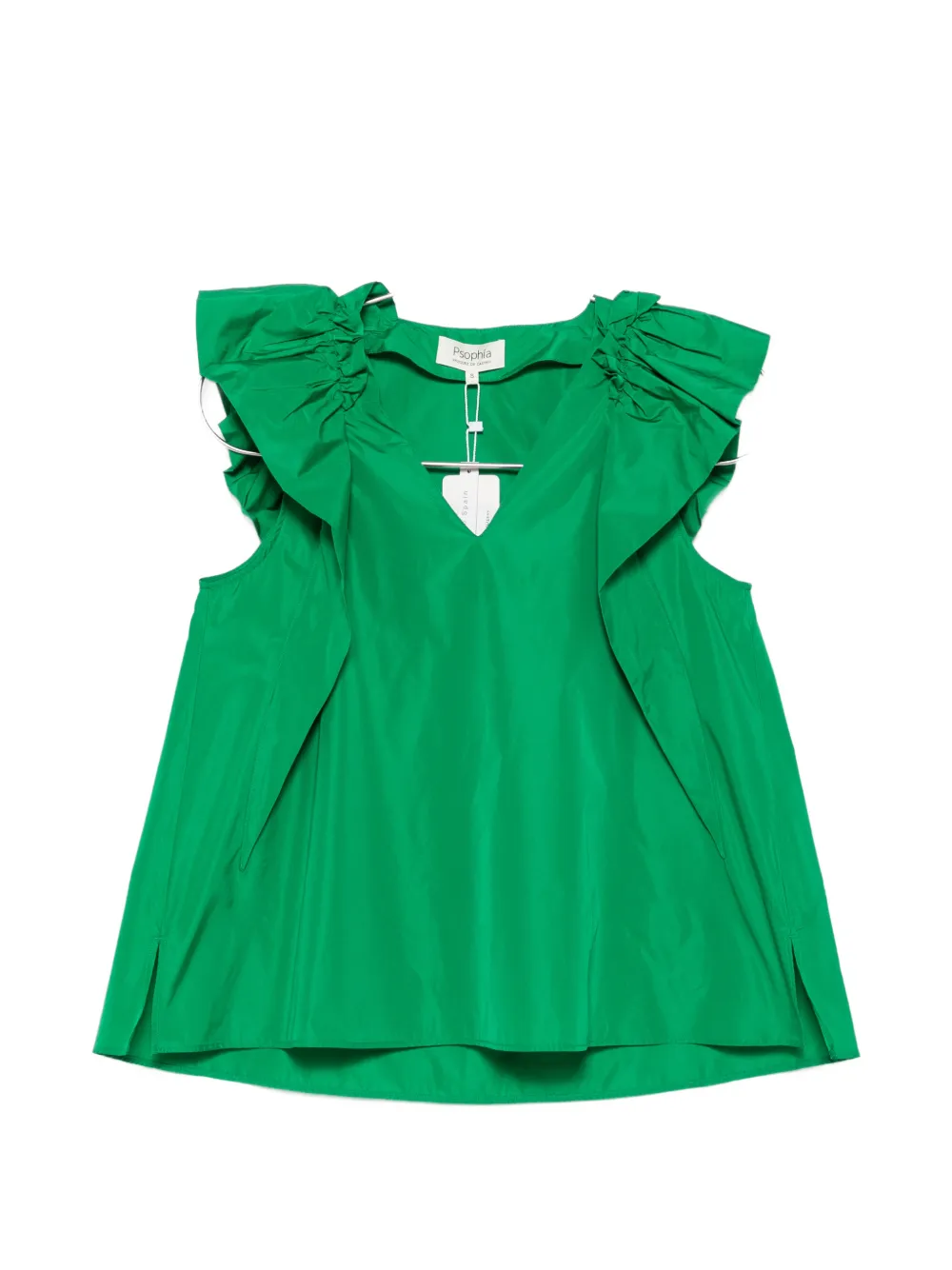 PSOPHIA ruffled V-neck blouse - Verde