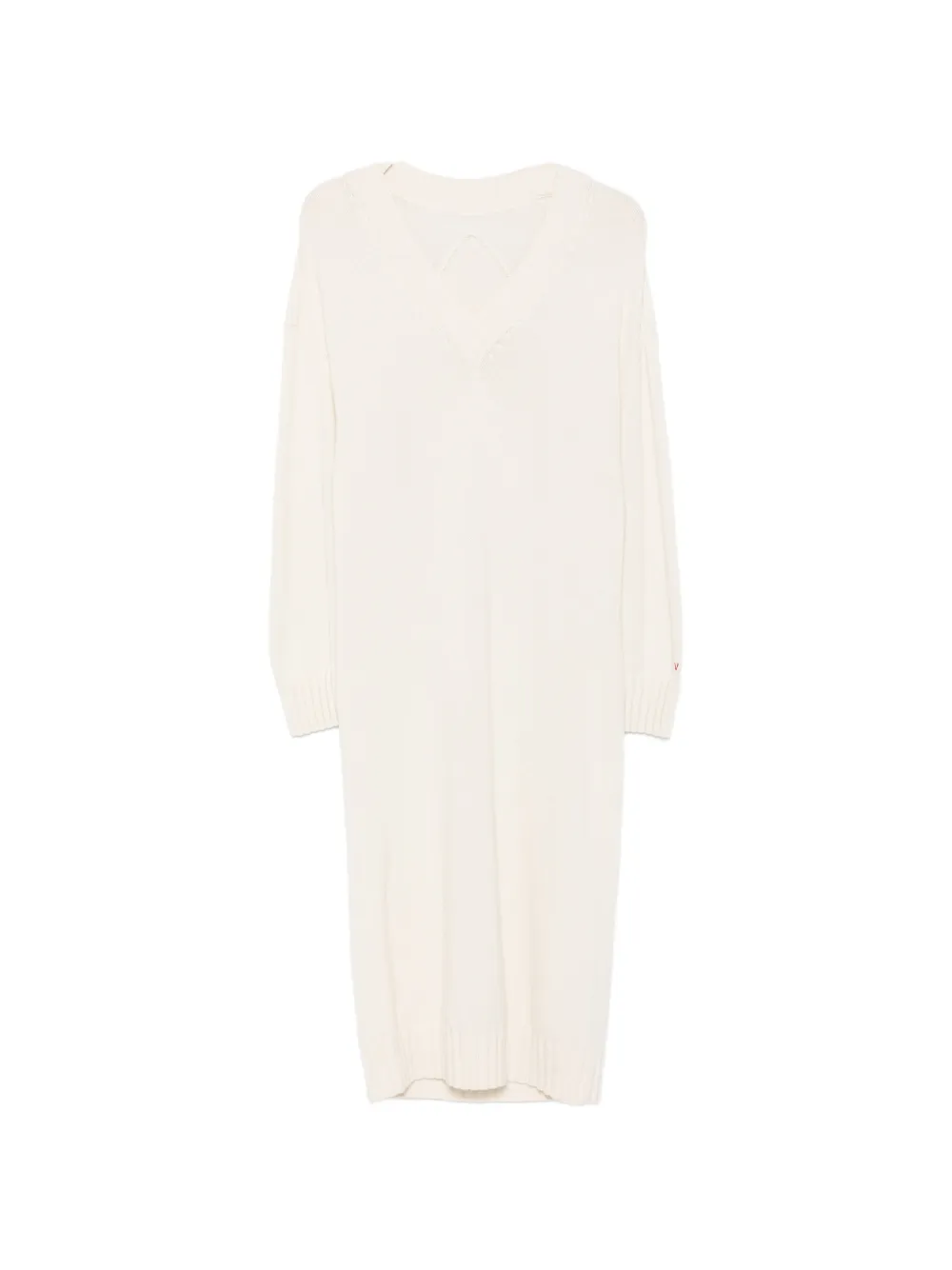 Liviana Conti V-neck knitted midi dress - Toni neutri
