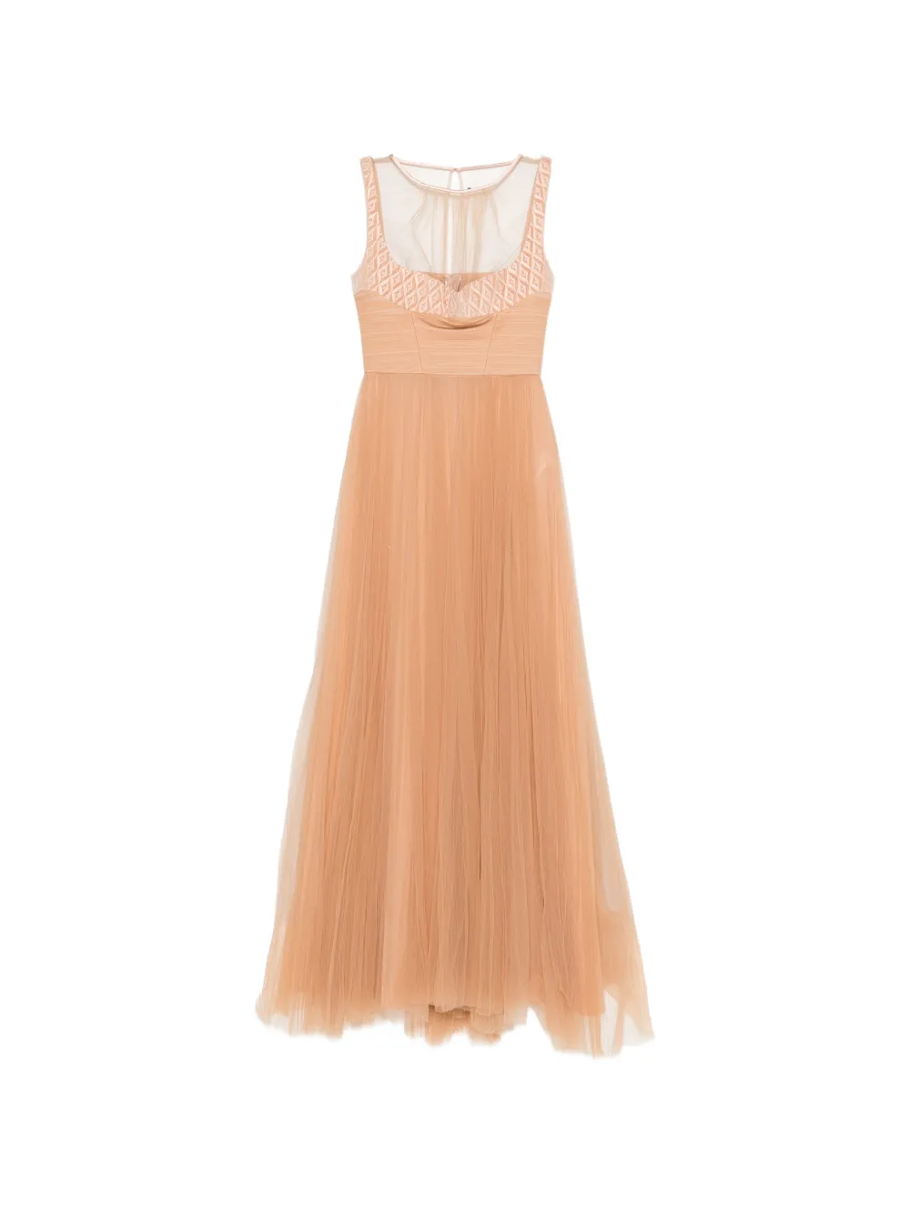 Elisabetta Franchi sheer-detail sleeveless maxi dress - Toni neutri