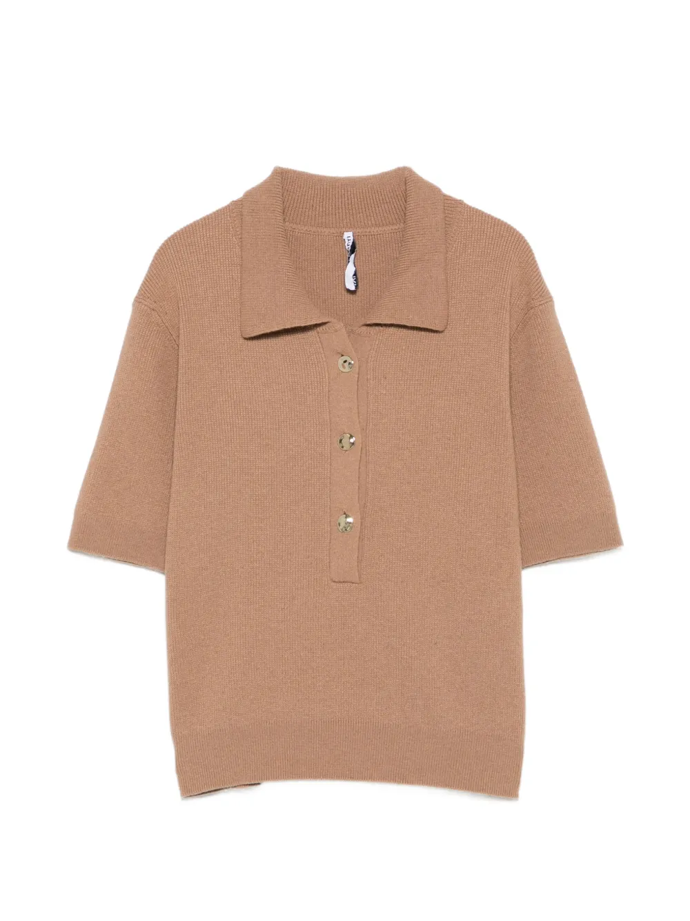 Liviana Conti short-sleeve knitted polo top - Marrone