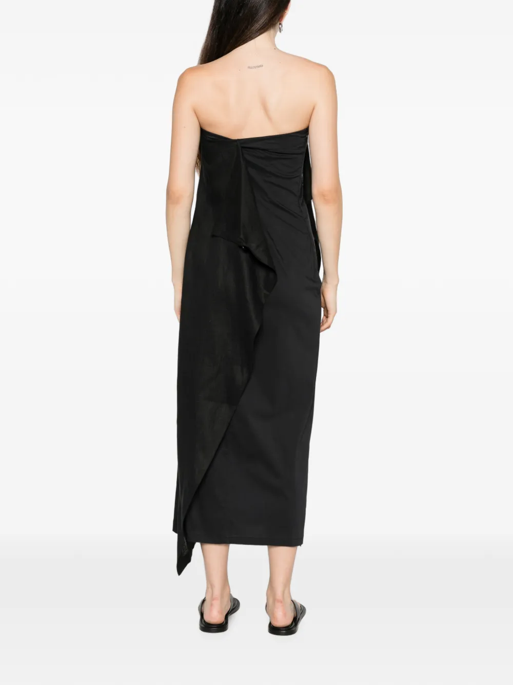 Liviana Conti Gedrapeerde asymmetrische strapless jurk Zwart