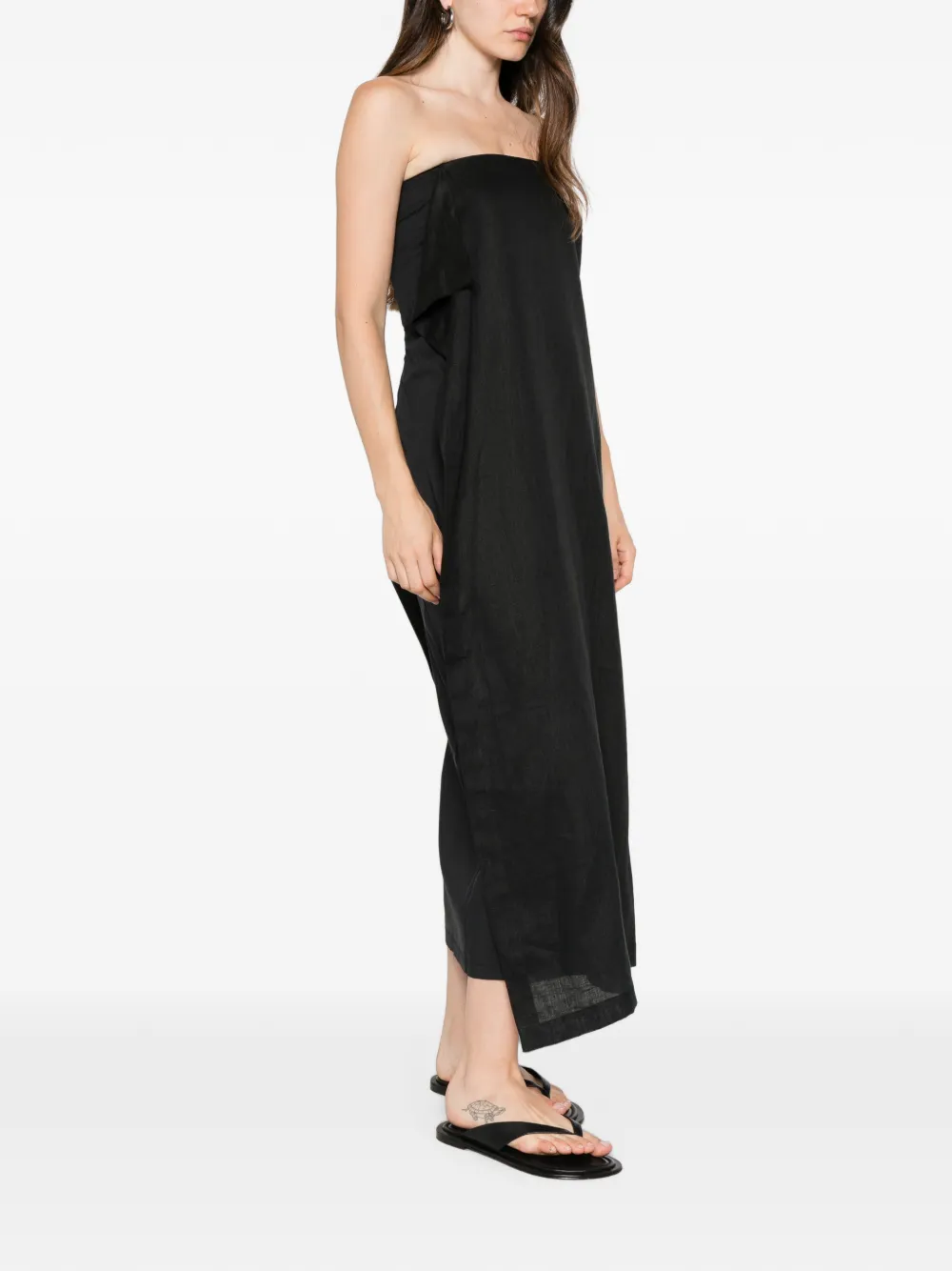 Liviana Conti Gedrapeerde asymmetrische strapless jurk Zwart