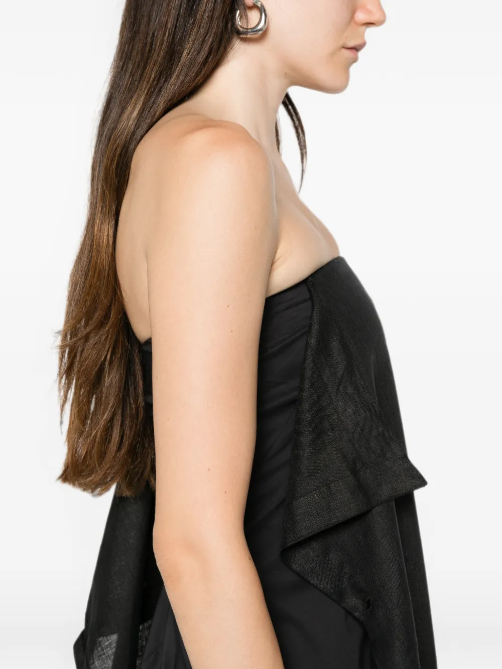 Liviana Conti Gedrapeerde asymmetrische strapless jurk Zwart