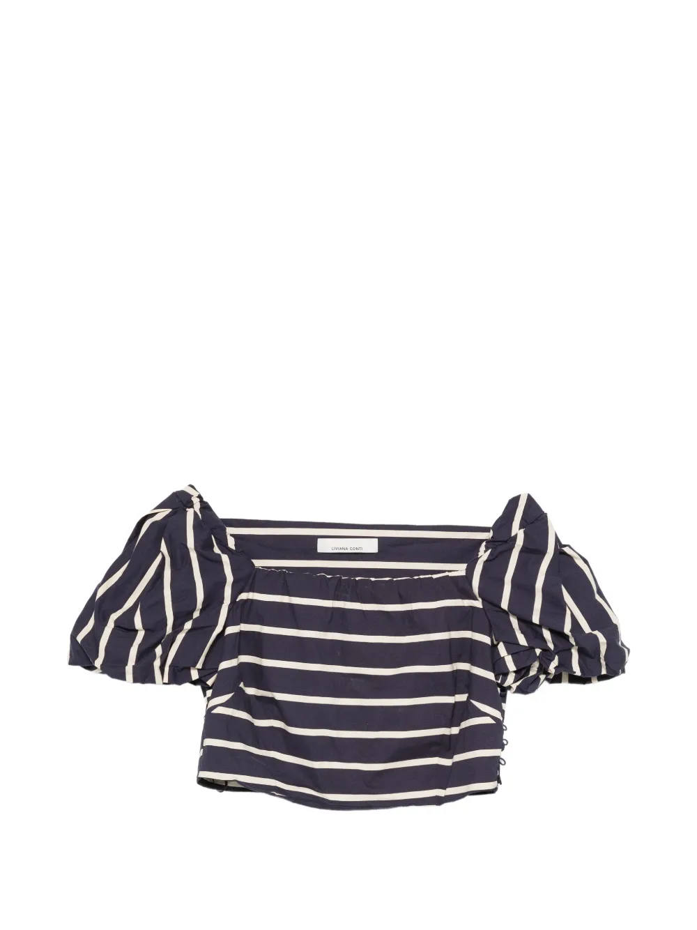 Liviana Conti striped puff-sleeve top - Blu