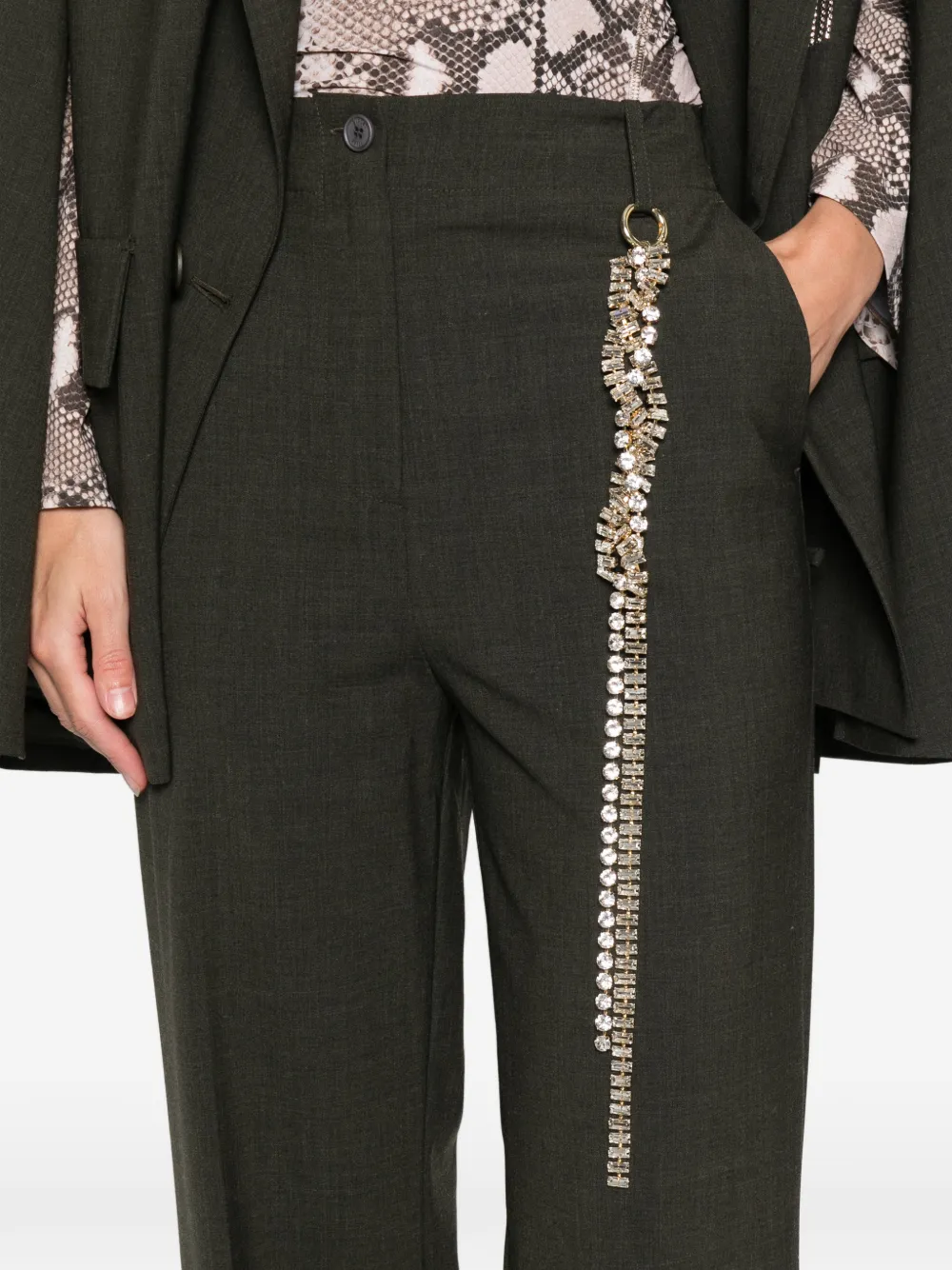 Circus Hotel Embellished Trousers In Black