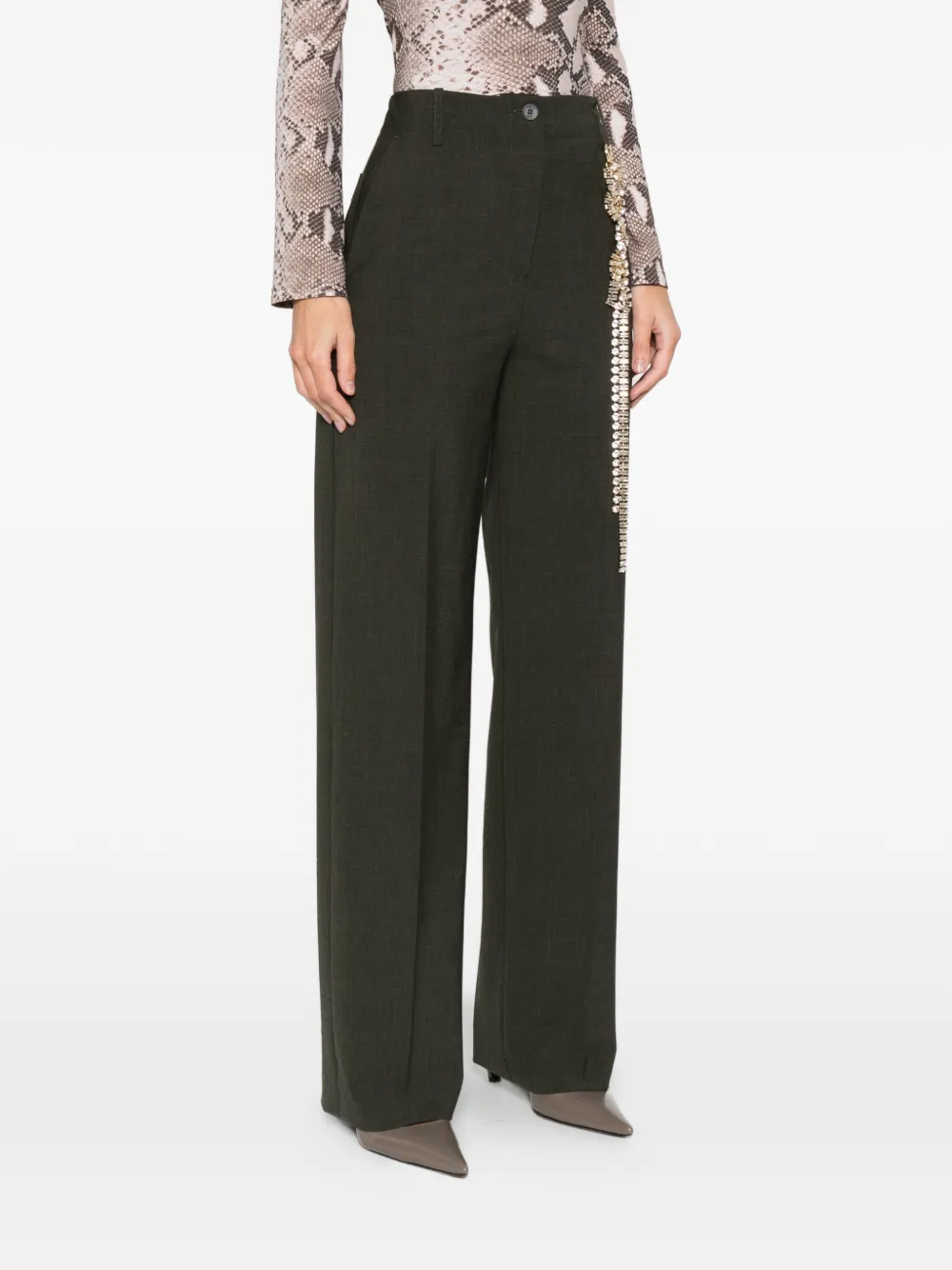 Circus Hotel Embellished Trousers In Black