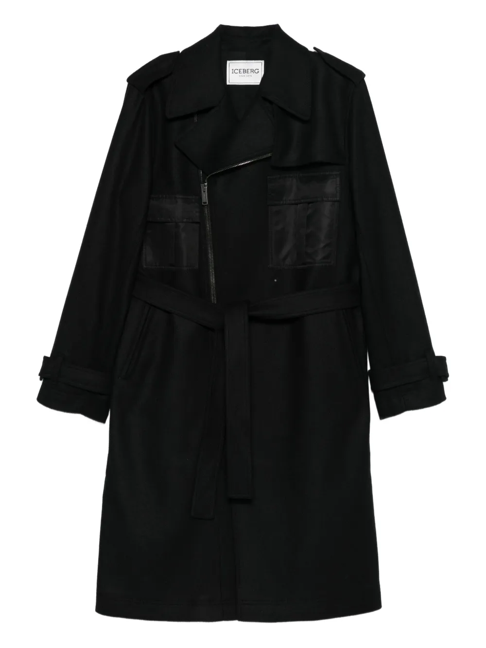 Iceberg zip belted coat | Black | Image 1