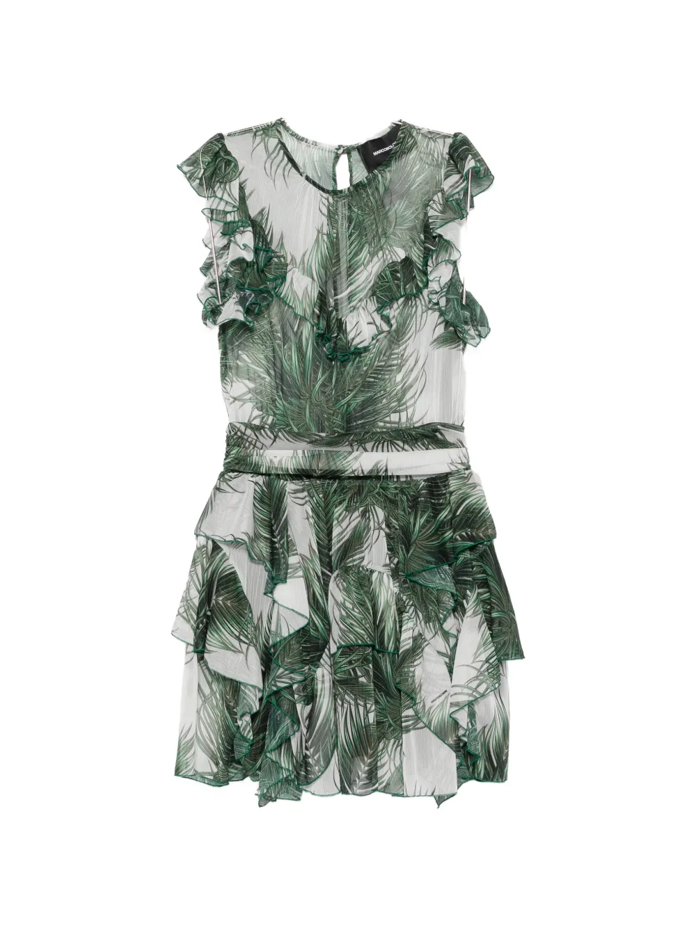 Marco Bologna ruffled palm-print mini dress - Bianco
