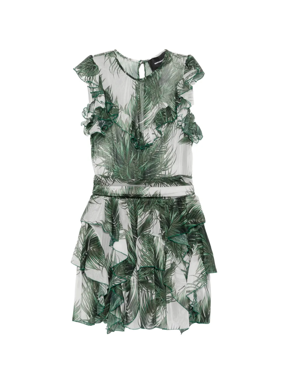 Marco Bologna ruffled palm-print mini dress - Bianco